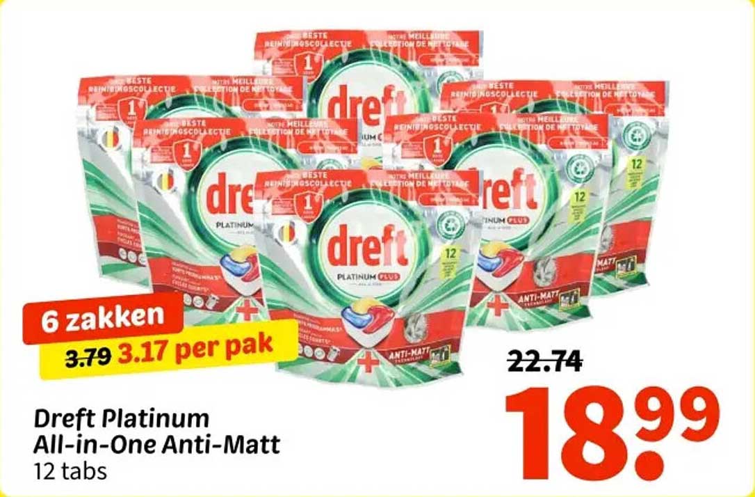 Dreft Platinum All-in-One Anti-Matt 12 tabs