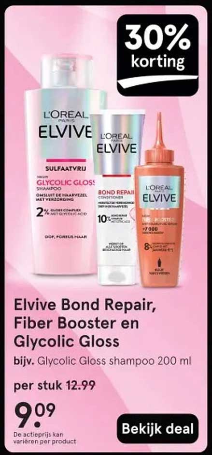 Elvive Bond Repair, Fiber Booster en Glycolic Gloss bijv. Glycolic Gloss shampoo 200 ml