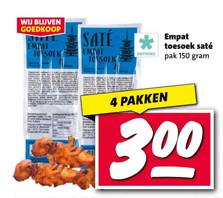 Empat toesoek saté pak 150 gram