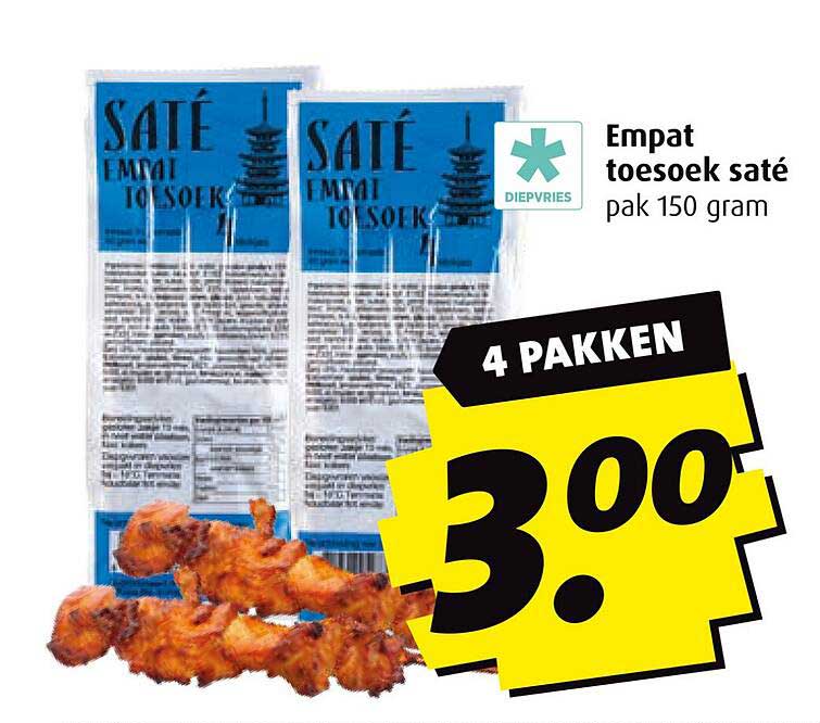 Empat toesoek saté pak 150 gram