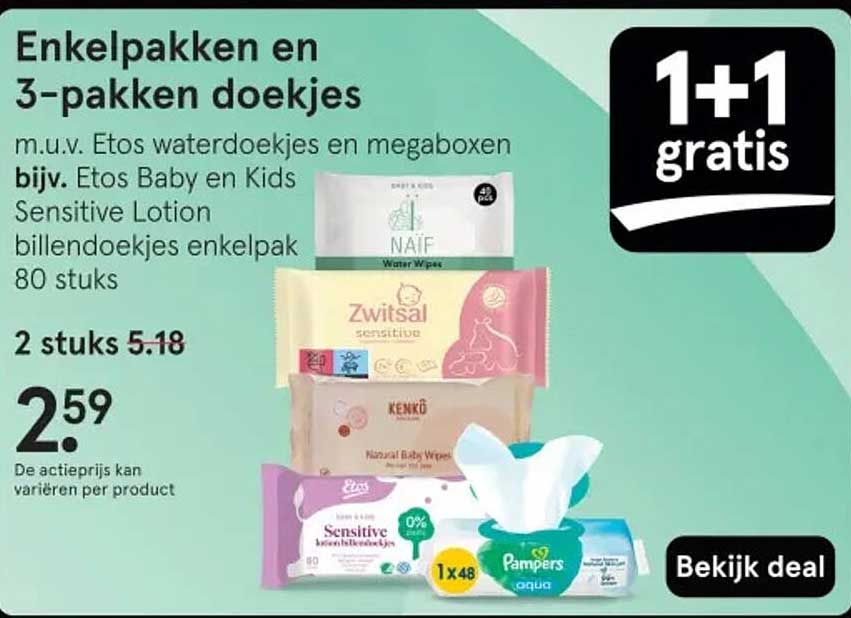 Enkelpakken en 3-pakken doekjes