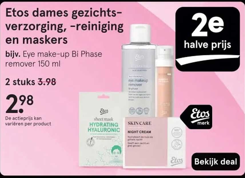 Etos dames gezichts-verzorging, -reiniging en maskers