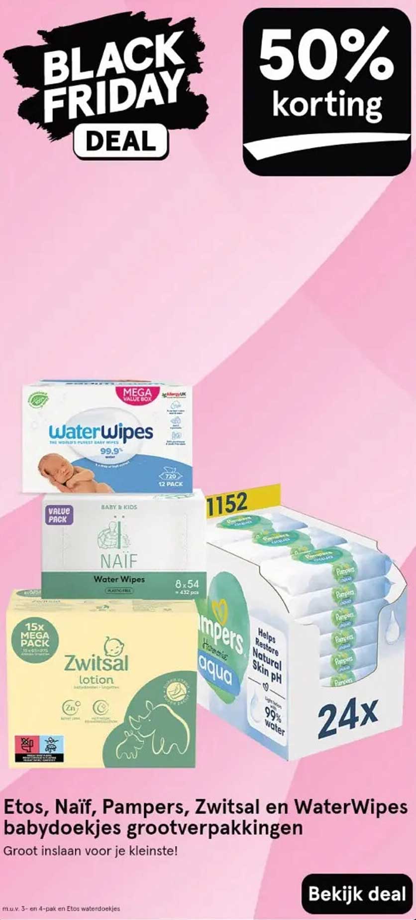 Etos, Naïf, Pampers, Zwitsal en WaterWipes babydoekjes grootverpakkingen