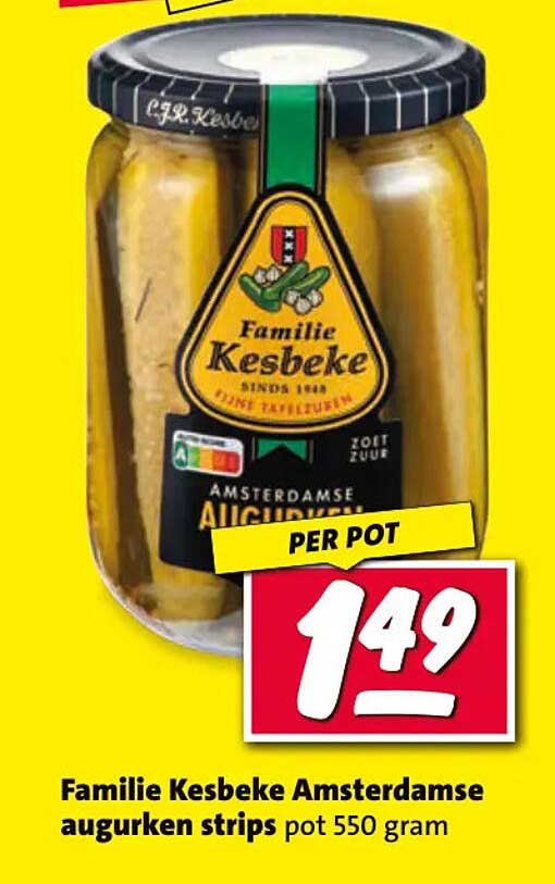 Familie Kesbeke Amsterdamse augurken strips pot 550 gram