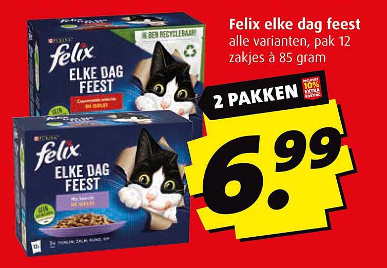 Felix elke dag feest alle varianten, pak 12 zakjes à 85 gram