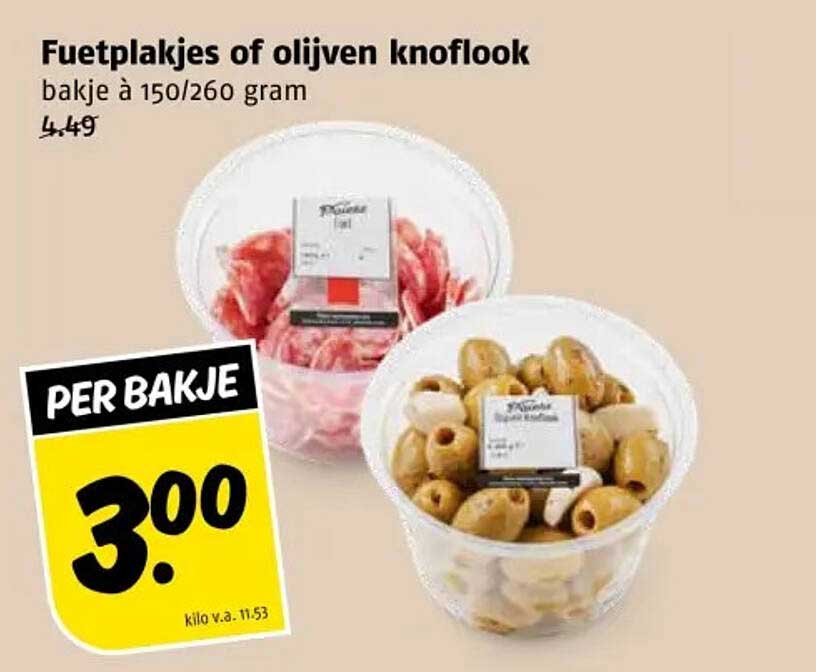 Fuetplakjes of olijven knoflook