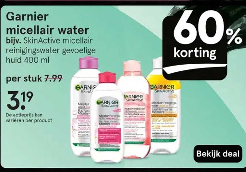 Garnier micellair water bijv. SkinActive micellair reinigingswater gevoelige huid 400 ml