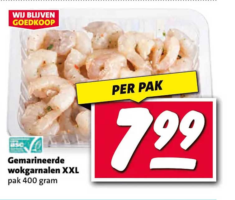 Gemarineerde wokkarnalen XXL pak 400 gram