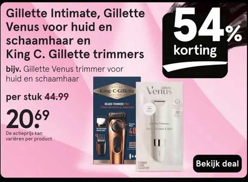 Gillette Intimate, Gillette Venus voor huid en schaamhaar en King C. Gillette trimmers