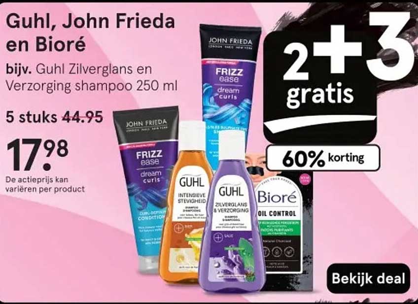 Guhl, John Frieda en Bioré bijv. Guhl Zilverglans en Verzorging shampoo 250 ml