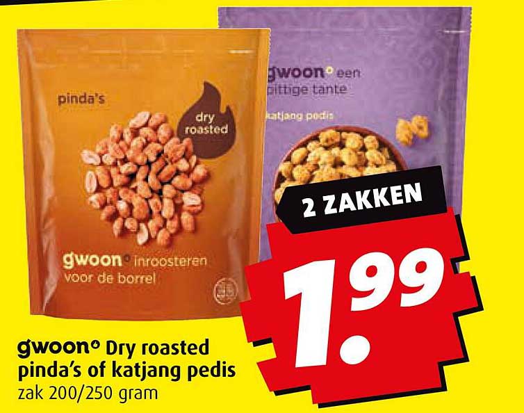 gwoon® Dry roasted pinda’s of katjang pedis zak 200/250 gram