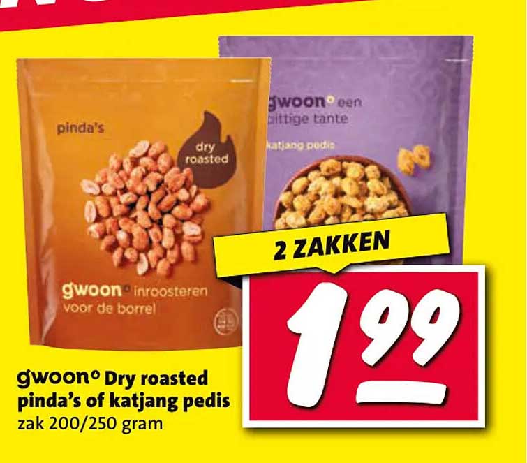 gwoon® Dry roasted pinda's of katjang pedis zak 200/250 gram