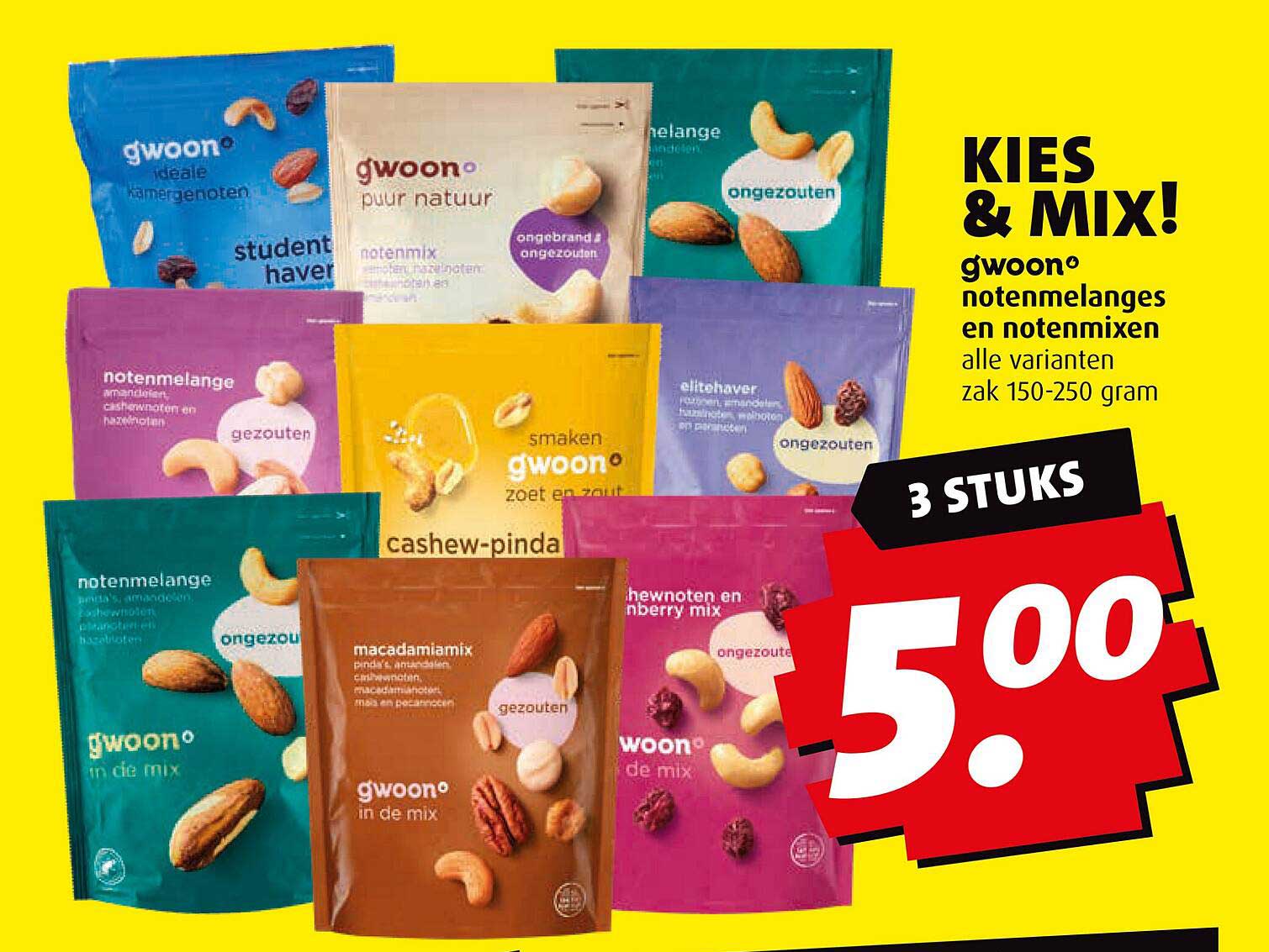 gwoon notenmelanges en notenmixen alle varianten zak 150-250 gram