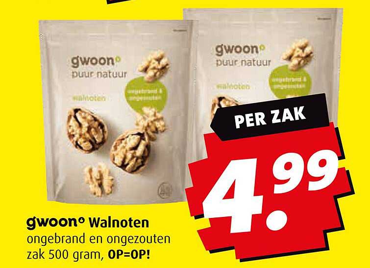gwoon Walnoten ongebrand en ongezouten zak 500 gram