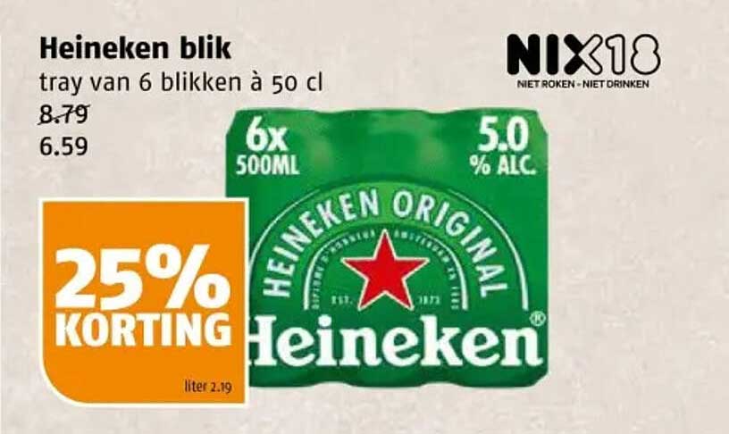 Heineken blik tray van 6 blikken à 50 cl