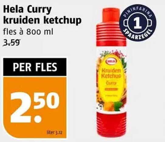 Hela Curry kruiden ketchup fles à 800 ml