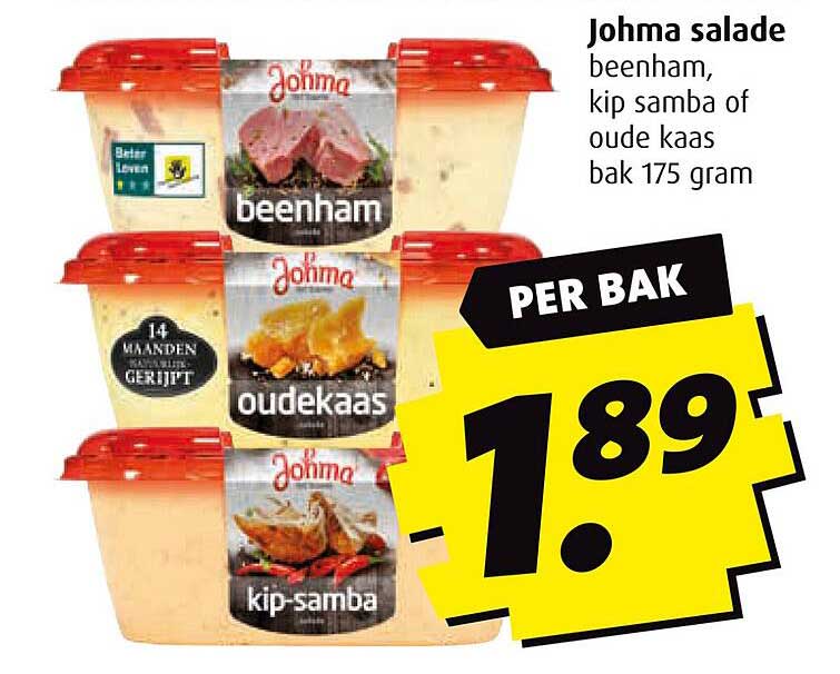 Johma salade beenham, kip samba of oude kaas bak 175 gram