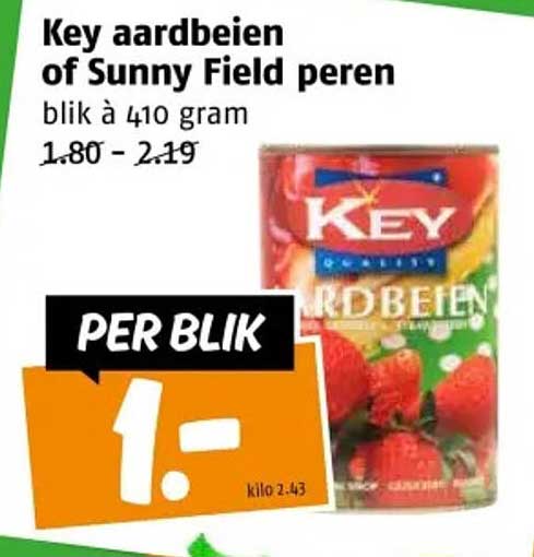 Key aardbeien of Sunny Field peren blikken à 410 gram