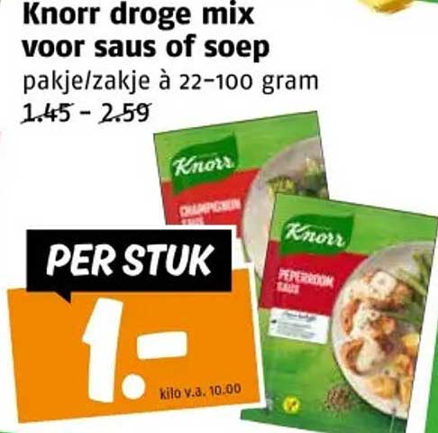 Knorr droge mix voor saus of soep pakje/zakje à 22-100 gram