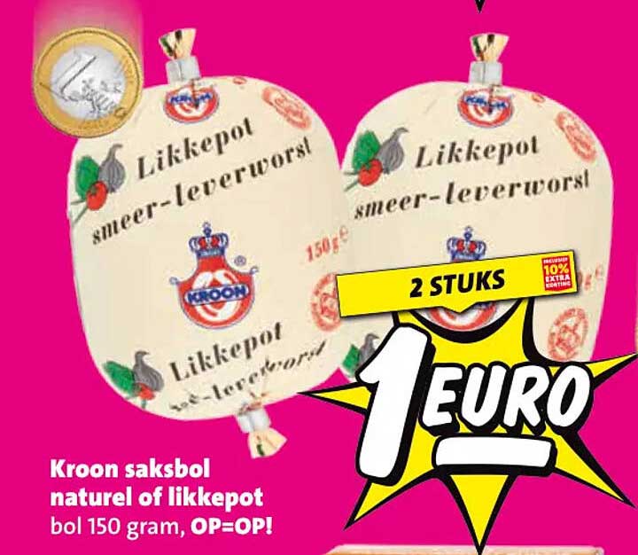 Kroon saksbol natuur of likkepot bol 150 gram