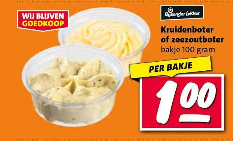 Kruidenboter of zeezoutboter bakje 100 gram