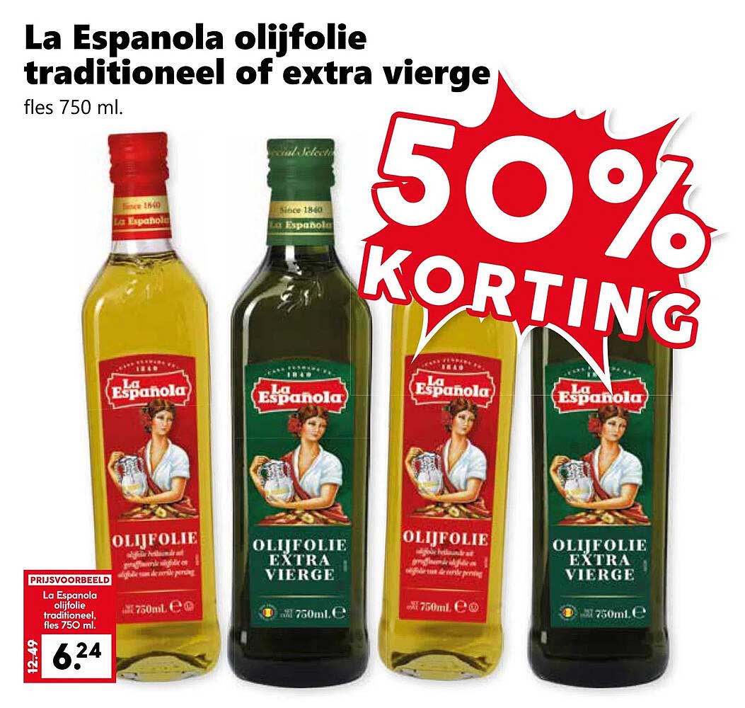La Espanola olijfolie traditioneel of extra vierge, fles 750 ml.