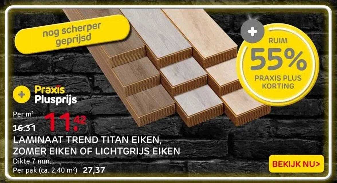 LAMINAAT TREND TITAN EIKEN, ZOMER EIKEN OF LICHTGRIJS EIKEN