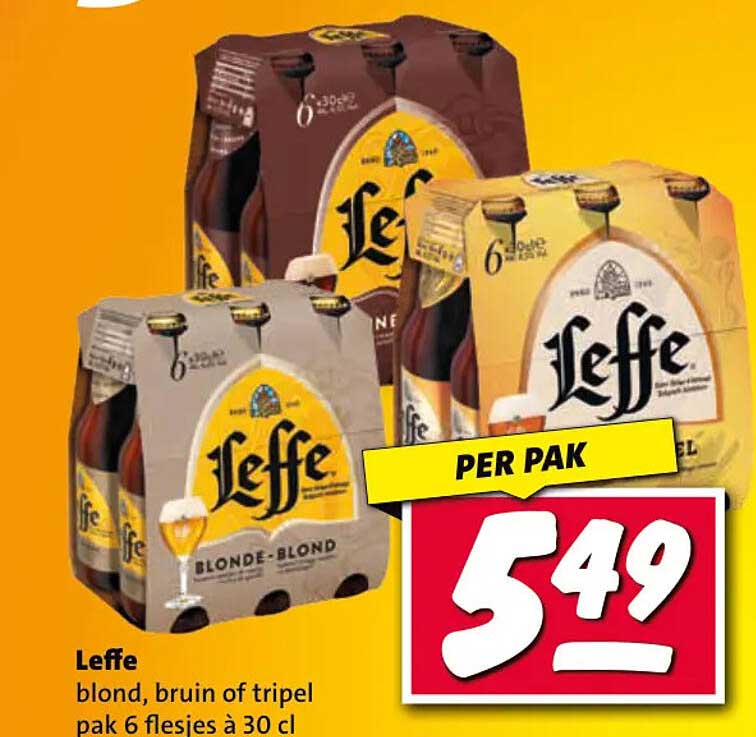 Leffe blond, bruin of tripel pak 6 flesjes à 30 cl
