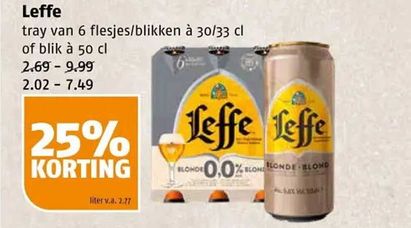 Leffe tray van 6 flesjes/blikken à 30/33 cl of blik à 50 cl