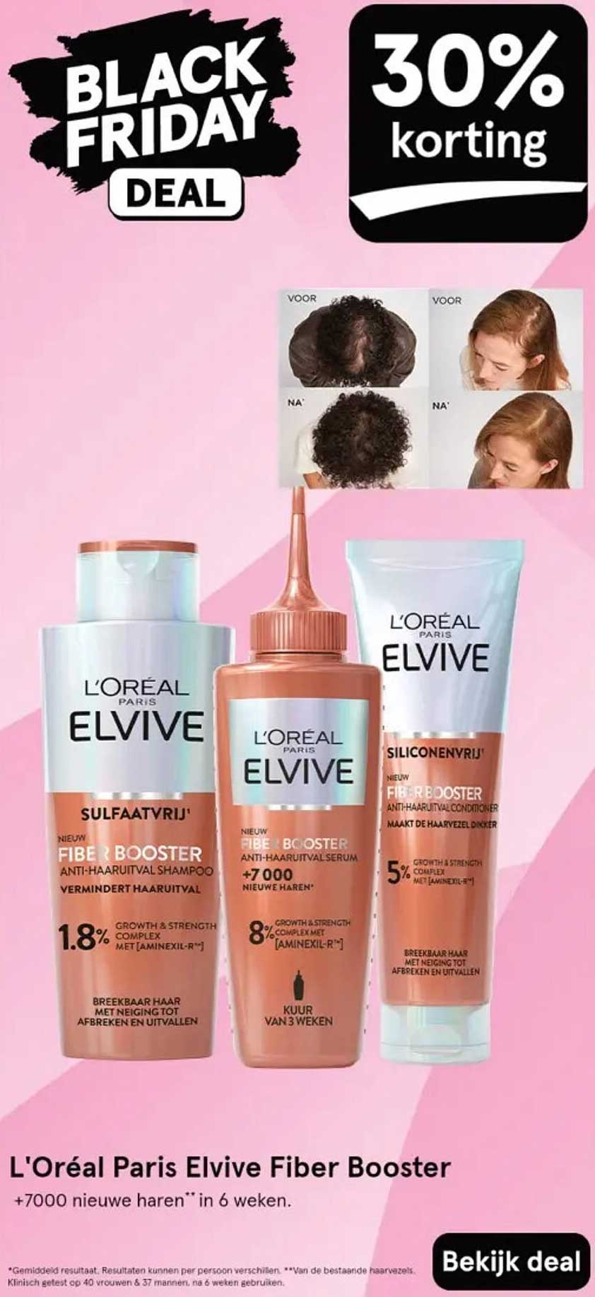 L'Oréal Paris Elvive Fiber Booster +7000 nieuwe haren** in 6 weken.