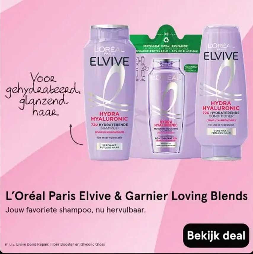 L’Oréal Paris Elvive & Garnier Loving Blends Jouw favoriete shampoo, nu hervulbaar.