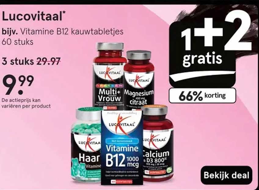 Lucovitaal* bijv. Vitamine B12 kauwtabletjes 60 stuks