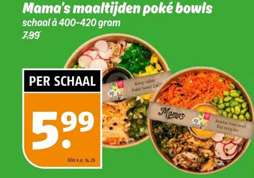 Mama's maaltijden poké bowls