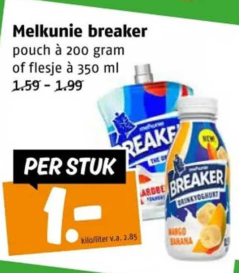 Melkunie breaker pouch à 200 gram of flesje à 350 ml