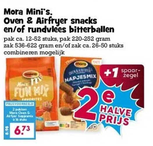 Mora Mini's, Oven & Airfryer snacks en/of rundvlees bitterballen