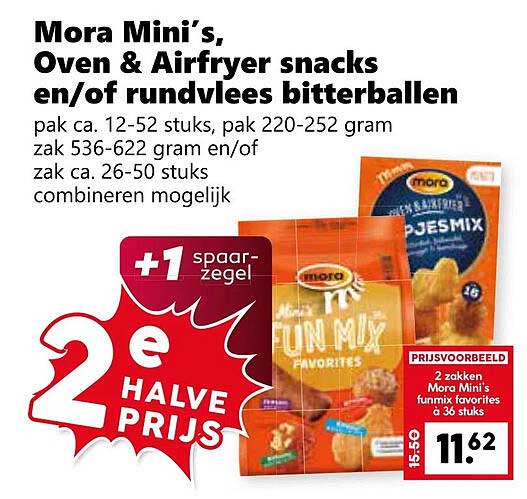 Mora Mini’s, Oven & Airfryer snacks en/of rundvlees bitterballen
