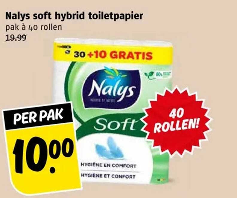 Nalys soft hybrid toiletpapier pak à 40 rollen