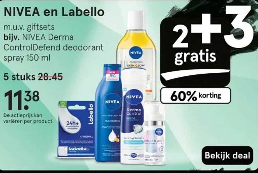 NIVEA en Labello m.u.v. giftsets bijv. NIVEA Derma ControlDefend deodorant spray 150 ml