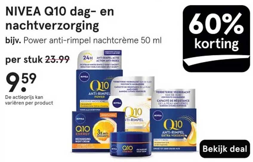 NIVEA Q10 dag- en nachtverzorging bijv. Power anti-rimpel nachtcrème 50 ml