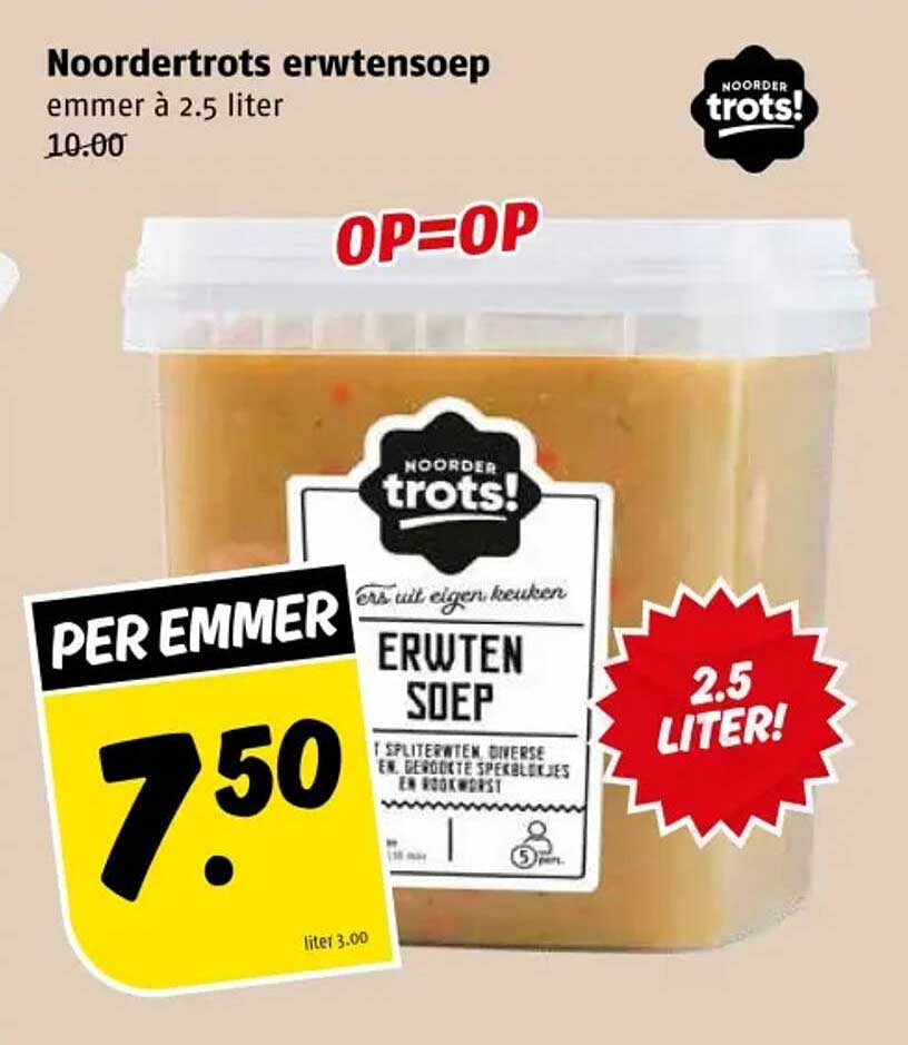 Noordertrots erwtensoep emmer à 2.5 liter