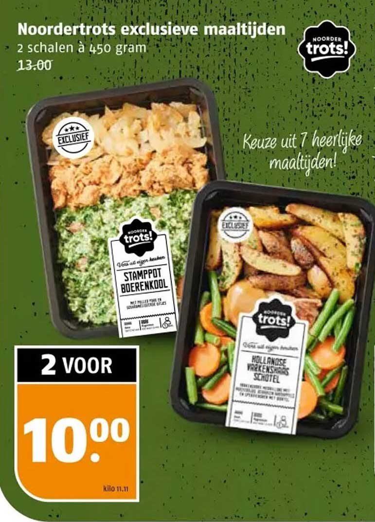 Noordertrots exclusieve maaltijden - 2 schalen à 450 gram 13.00