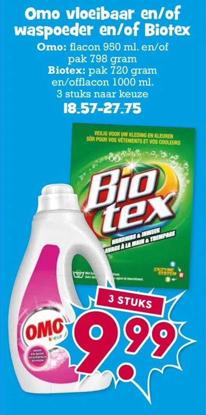 Omo vloeibaar en/of waspoeder en/of Biotex