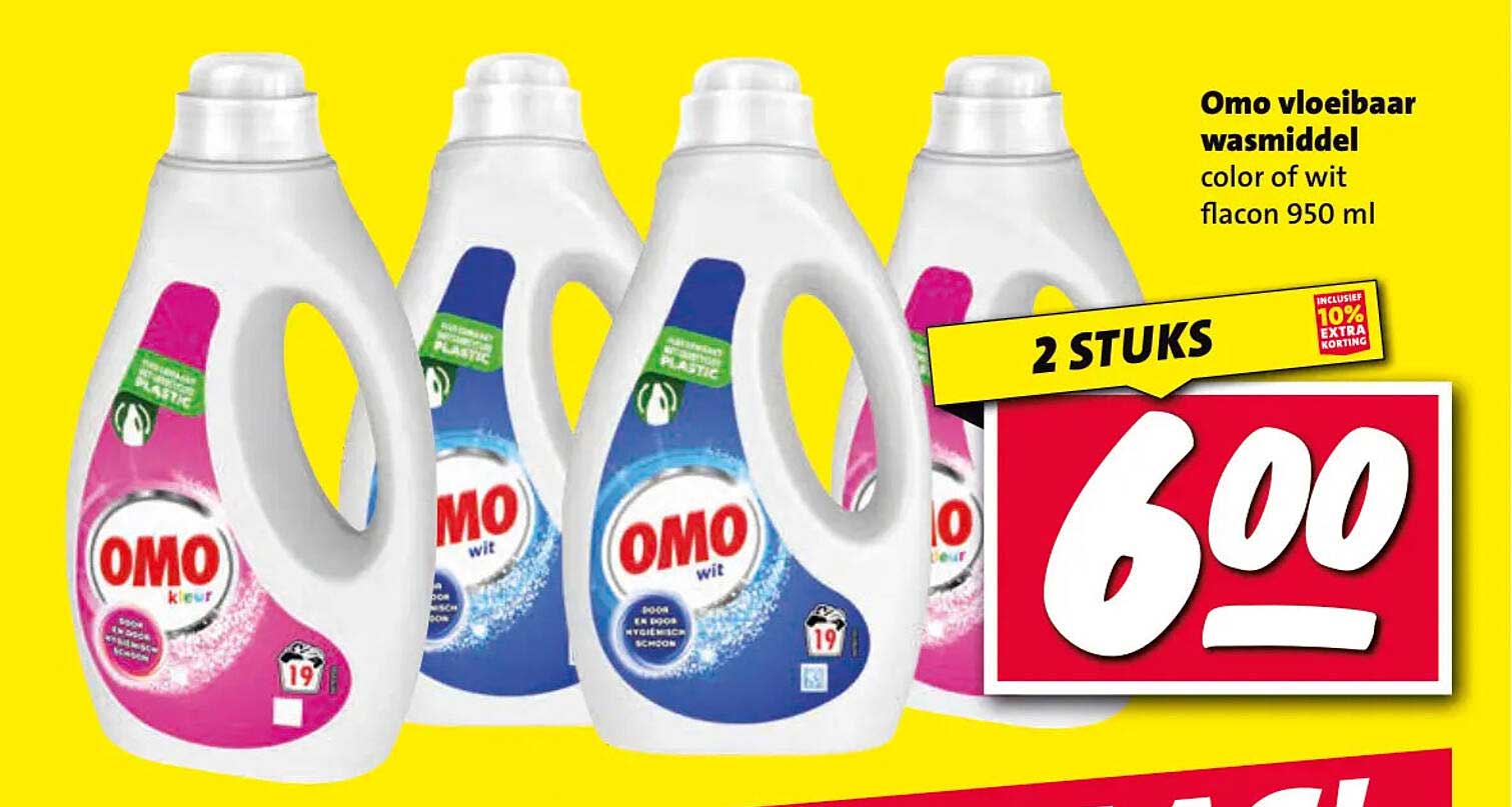 Omo vloeibaar wasmiddel color of wit flacon 950 ml