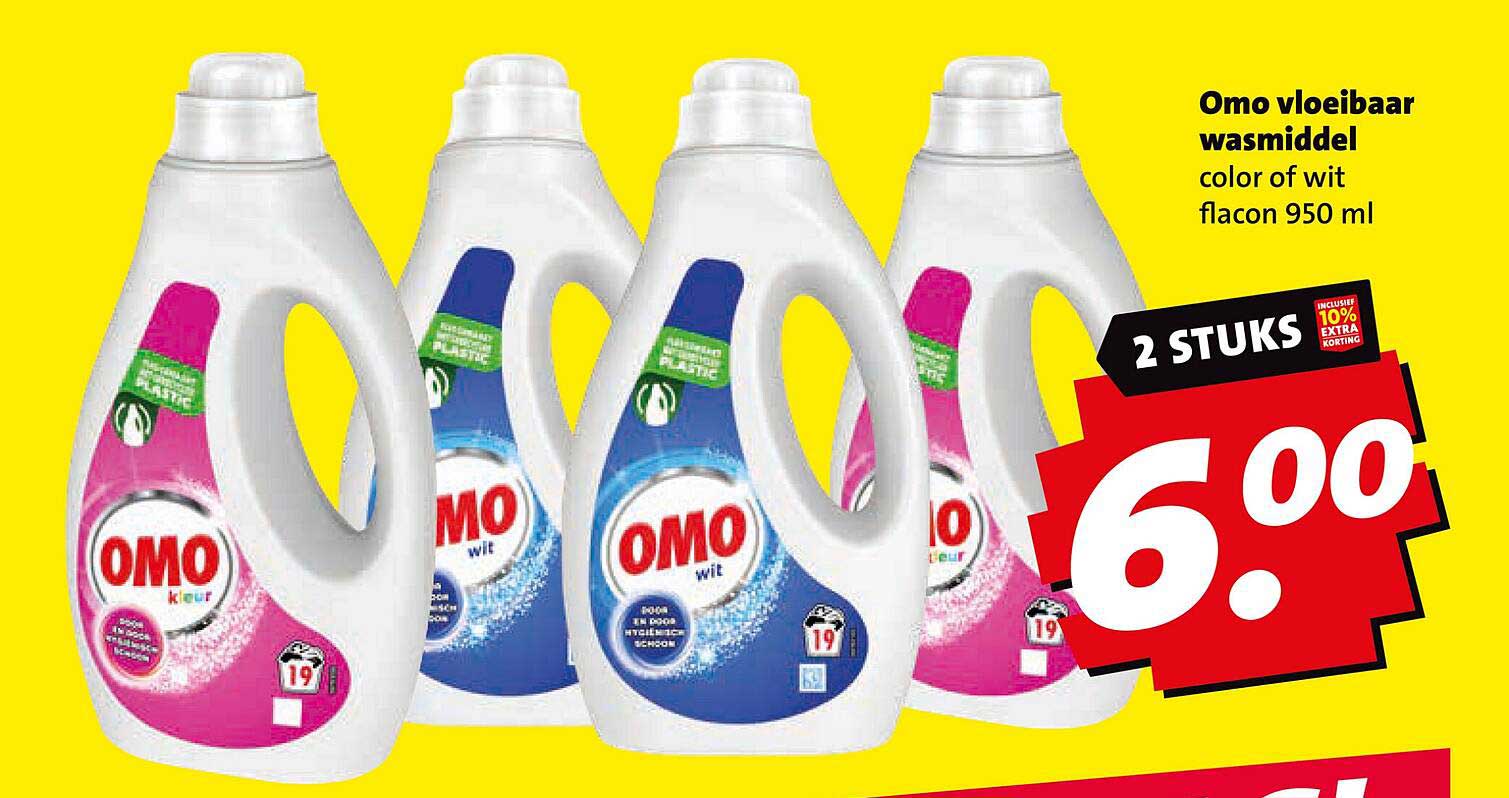 Omo vloeibaar wasmiddel color of wit flacon 950 ml