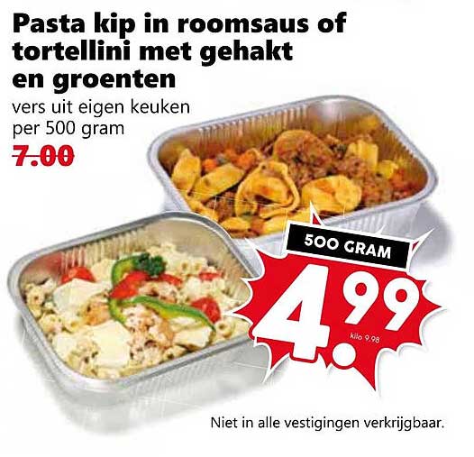 Pasta kip in roomsaus of tortellini met gehakt en groenten