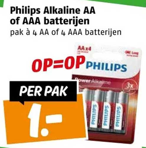 Philips Alkaline AA of AAA batterijen