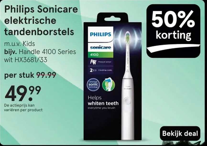 Philips Sonicare elektrische tandenborstels m.u.v. Kids bijv. Handle 4100 Series wit HX3681/33