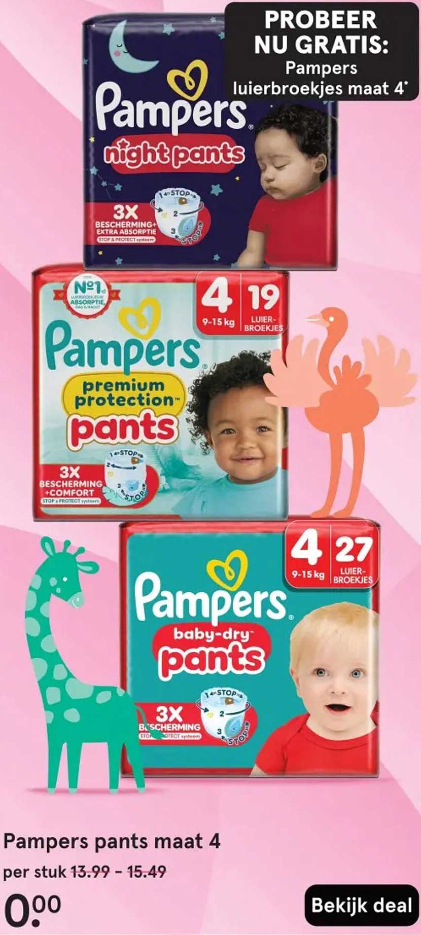 Probeer nu gratis: Pampers luierbroekjes maat 4