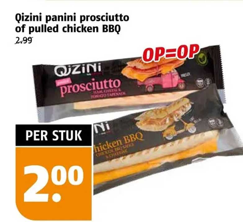 Qizini panini prosciutto of pulled chicken BBQ