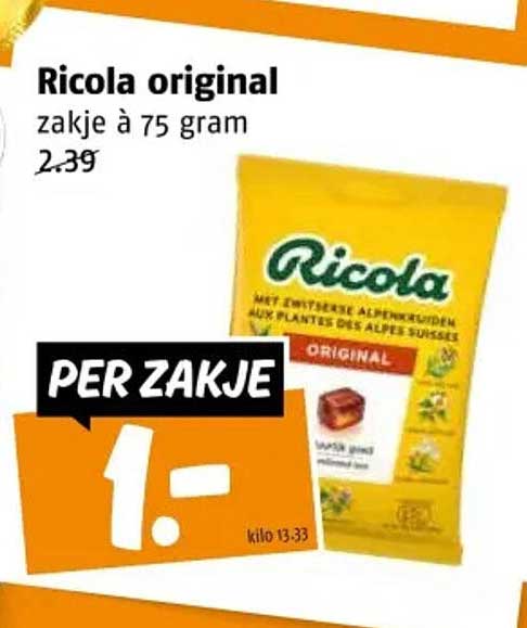 Ricola original zakje à 75 gram